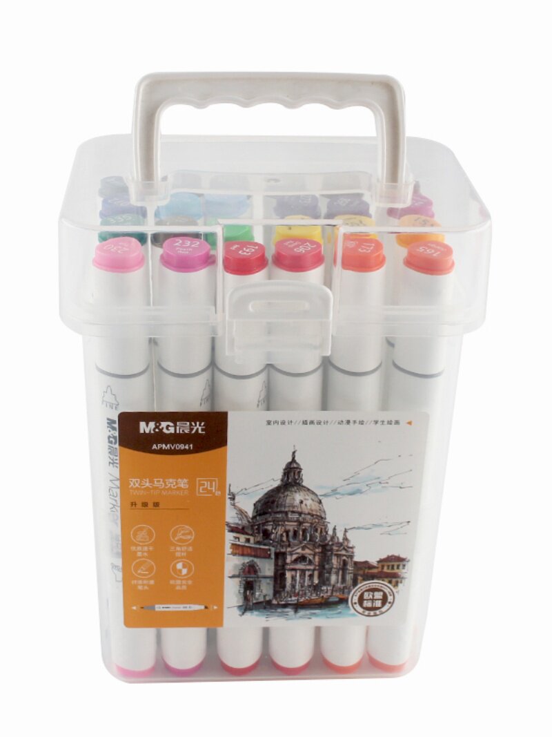 M&G M&G 양방향 유성 마커 펜 업그레이드 인테리어 디자인 일러스트레이션 애니메이션 손으로 그린 ??학생 그림에 적합