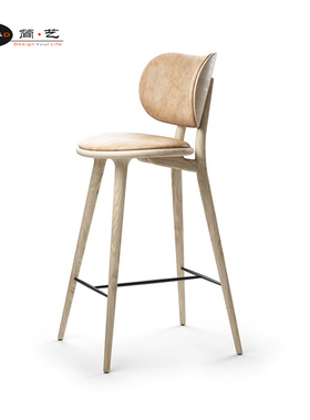 简艺新款白腊木实木靠背酒吧吧椅Mater Barstool北欧轻奢款吧台椅