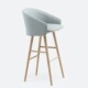 简艺 Barstool固定实木脚布艺休闲酒吧椅客厅水吧台椅高脚凳 Saia