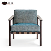 简艺Gillis Chair实木休闲椅靠背扶手客厅单人沙发椅售楼处洽谈椅