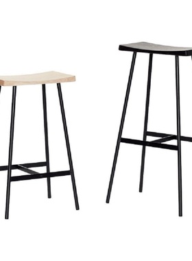 简艺现代简约五金实木座酒吧吧椅家用水吧台椅高脚凳HC2 Barstool