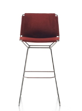 简艺不锈钢金属简约酒吧椅马鞍皮靠背吧台椅水吧椅 Neil Barstool