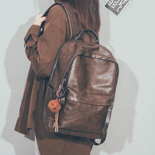 Daben 休闲复古学生电脑书包大容量旅行背包 Widod软皮双肩包时尚