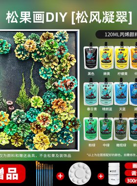120ML丙烯颜料松果画DIY套装手工制作丙烯画肌理画材料包创意美术
