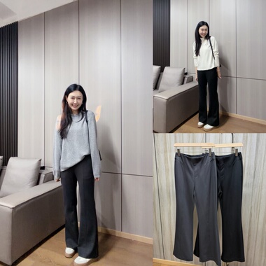 丽的城29912松紧腰弹力喇叭裤休闲裤