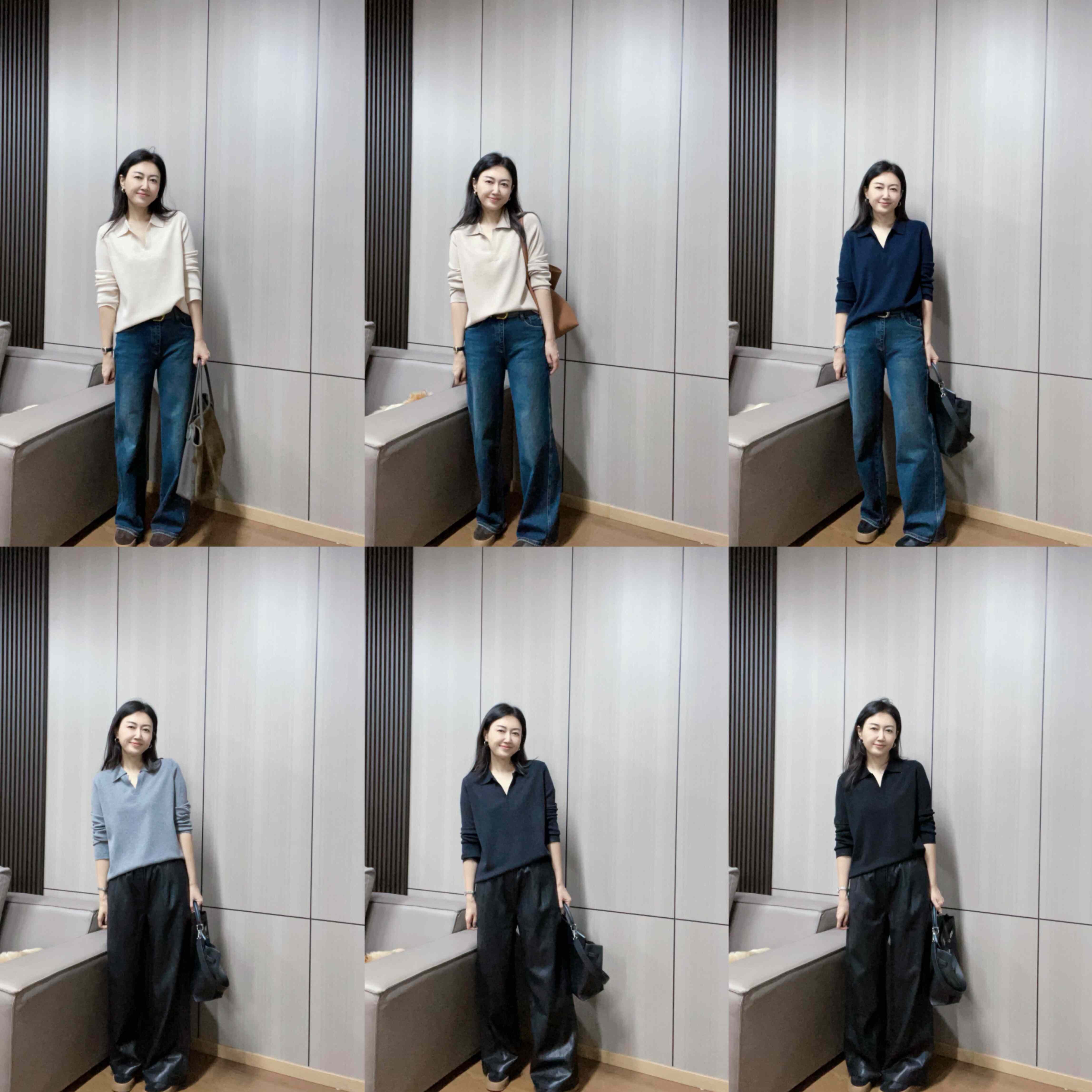 丽的城688大版翻领长袖毛衣针织衫