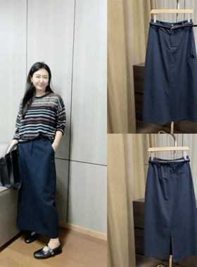 丽的城190201半松紧腰藏青色半身裙