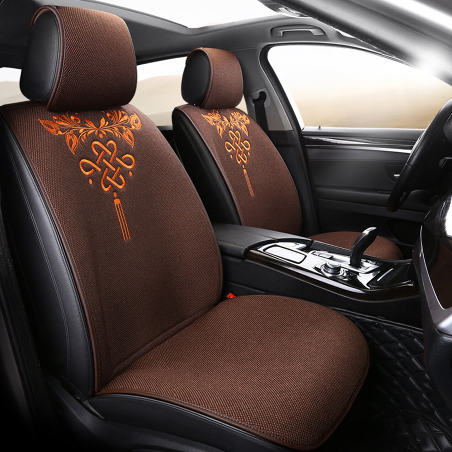 尼罗河汽车坐垫四季通用新中式刺绣透气车座椅垫中国风平安结座垫
