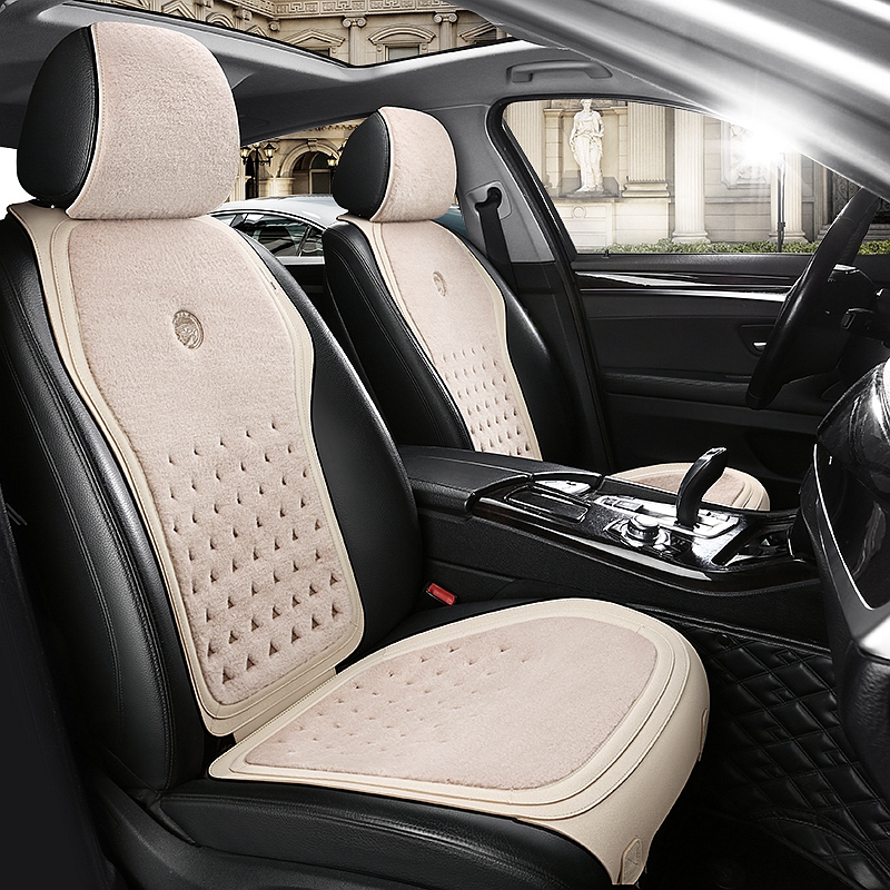 尼罗河汽车坐垫新款冬季纯羊毛短毛绒冬天保暖加厚马鞍皮高端座垫