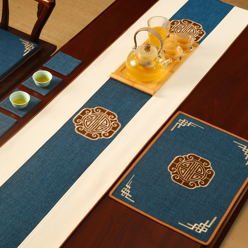 中式桌旗床旗刺绣古典玄关茶几布