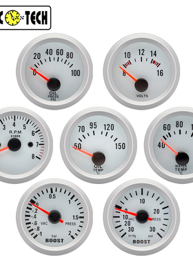 汽车改装仪表 52mm蓝光12V通用涡轮增压水温油温油压电压转速表