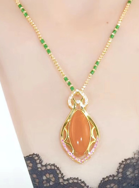 高品质保山冰飘红南红项链女