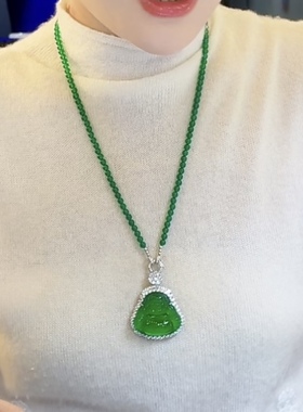 新款时尚弥勒佛吊坠项链女网红爆款轻奢轻奢小众设计感精美项链女