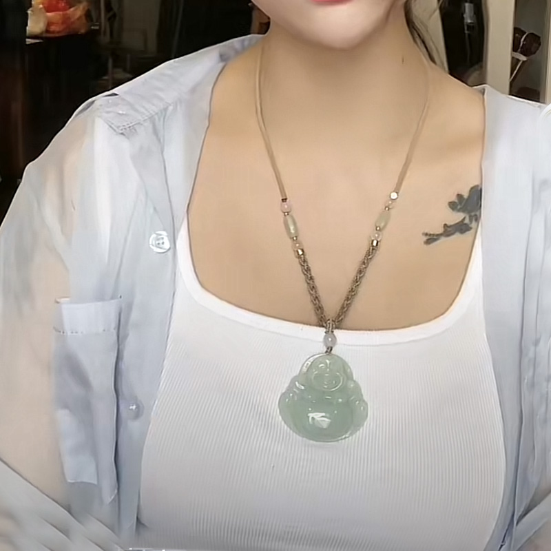 编绳项链天然翡翠玉石吊坠