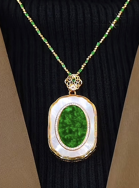 新款菠菜绿长牌无事牌吊坠