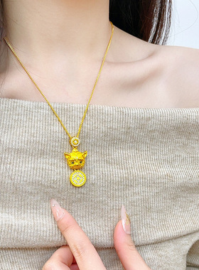 韦雪同款带钻招财貔貅吊坠女