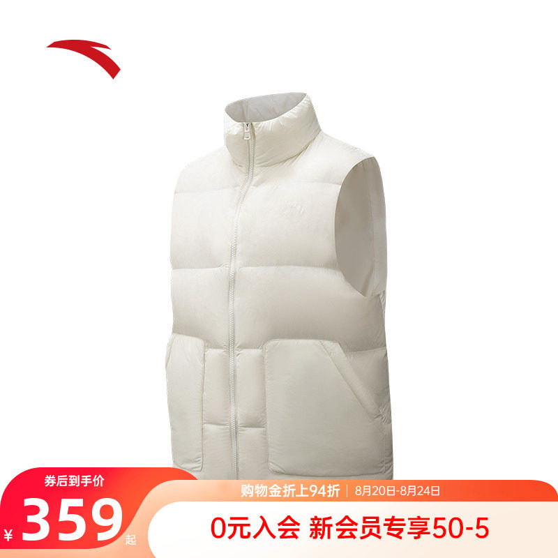 安踏面包羽绒服马甲女款冬季新款防泼水宽松保暖时尚休闲背心外套