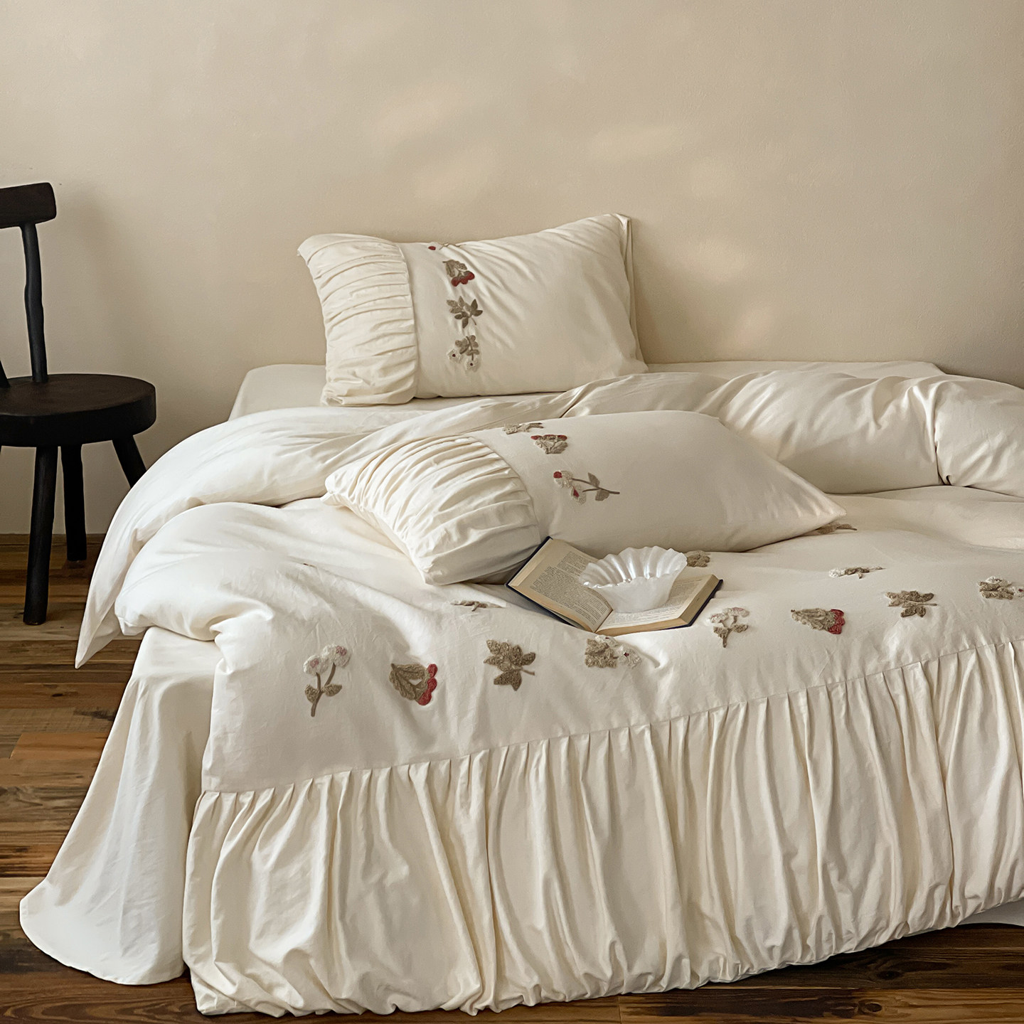 2026新款少女心纯棉四件套刺绣花边公主风被套罩全棉床单床上用品,床上用品,床品套件/四件套/多件套,淘宝优惠券,粉丝福利购,淘宝优惠卷