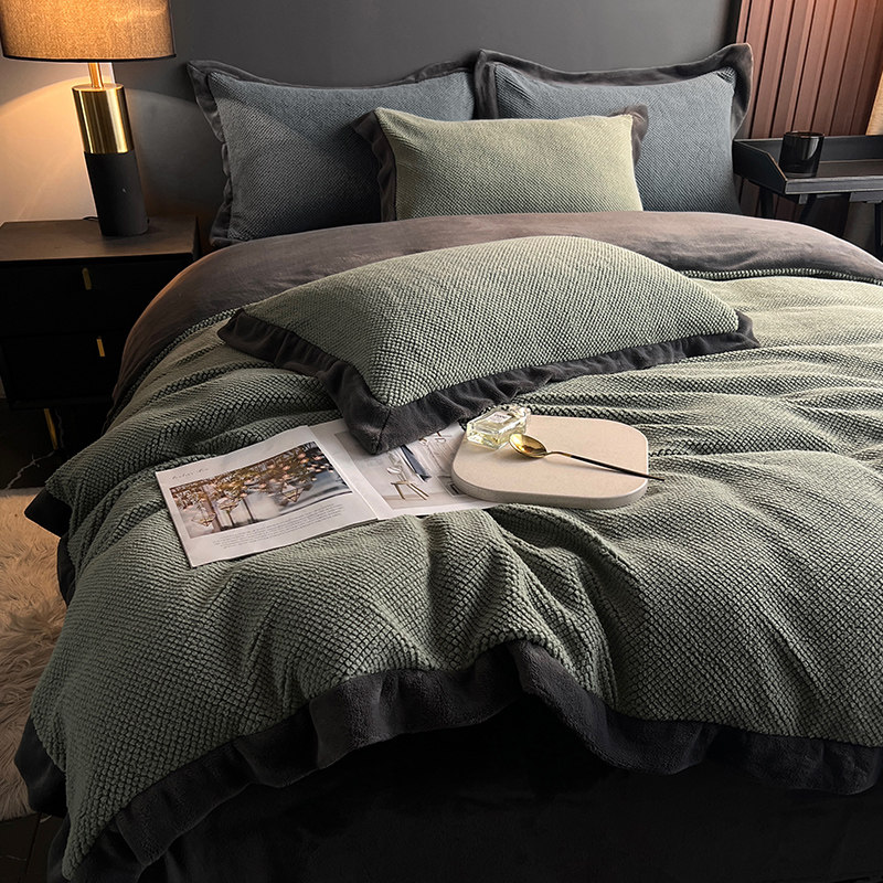 轻奢高级感牛奶绒四件套冬款加厚保暖床上珊瑚绒床单加绒加密床品,床上用品,床品套件/四件套/多件套,淘宝优惠券,粉丝福利购,淘宝优惠卷