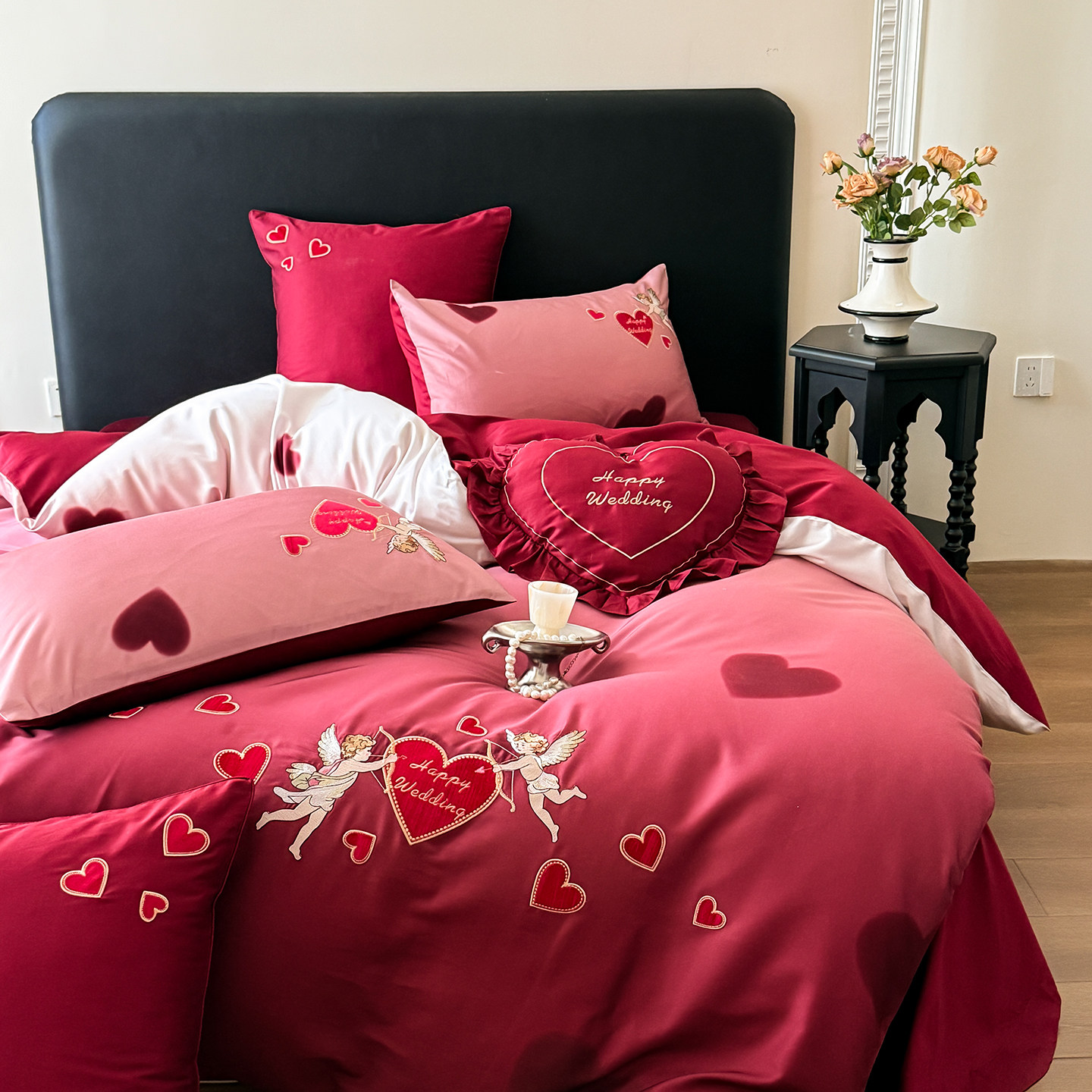 高级感100支长绒棉婚庆四件套全棉纯棉结婚喜被婚礼陪嫁床上用品,床上用品,婚庆床品套件,淘宝优惠券,粉丝福利购,淘宝优惠卷