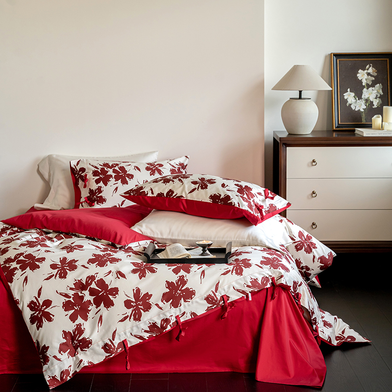 婚庆大红色结婚全棉四件套