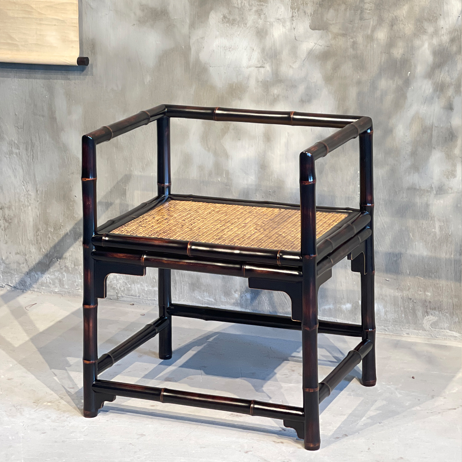 个宋禅椅(红竹)竹老表手工圆竹仿古宋式围椅中式茶室扶手靠背椅