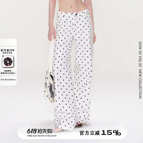 复古波点辣妹显瘦V腰牛仔裤