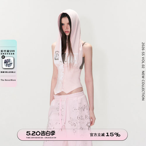 美式辣妹连帽背心设计感