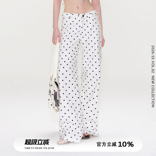 复古波点辣妹显瘦V腰牛仔裤