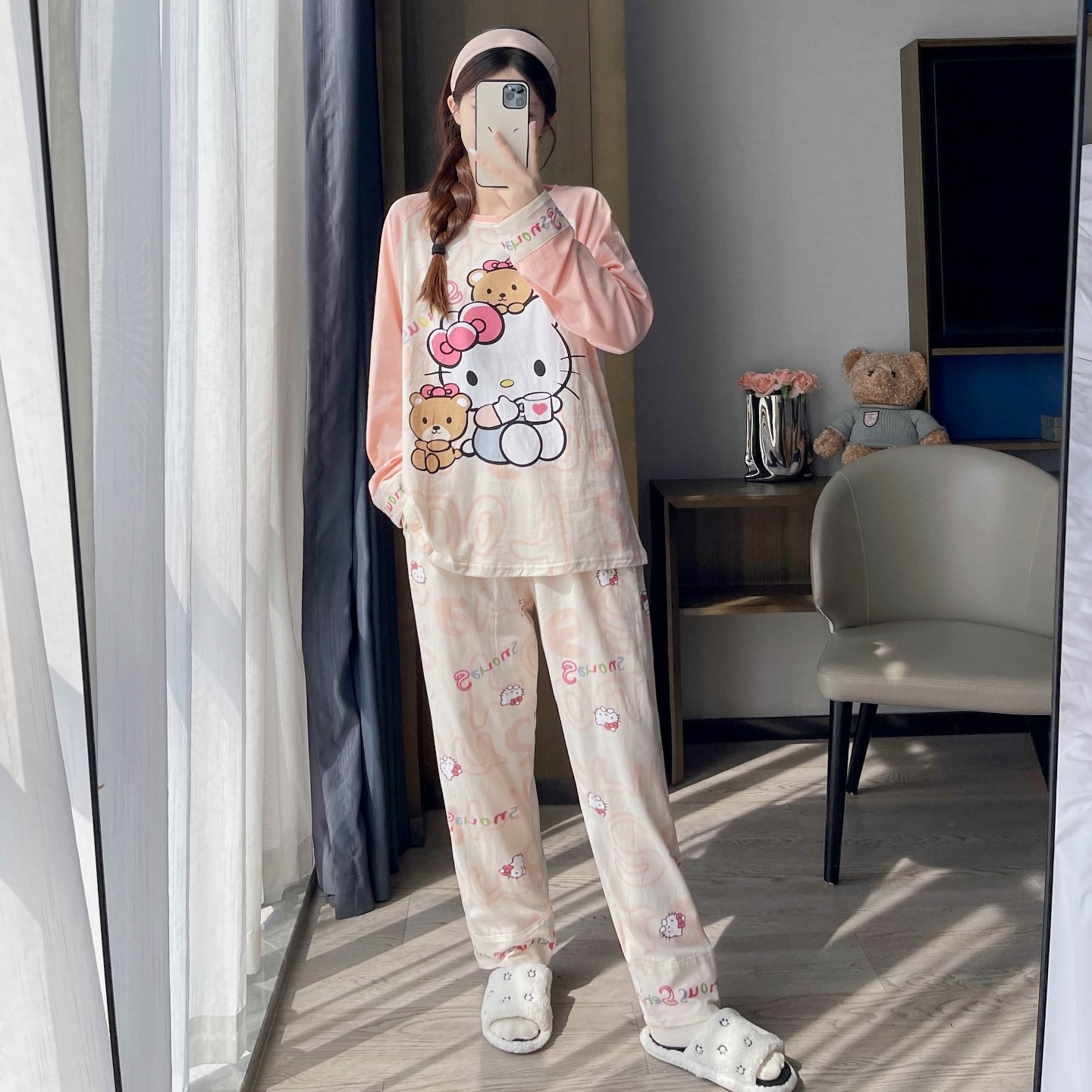 春秋季纯棉加大码长袖长裤睡衣女200斤卡通可爱宽松家居服两件套,女士内衣/男士内衣/家居服,睡衣/家居服套装,淘宝优惠券,粉丝福利购,淘宝优惠卷