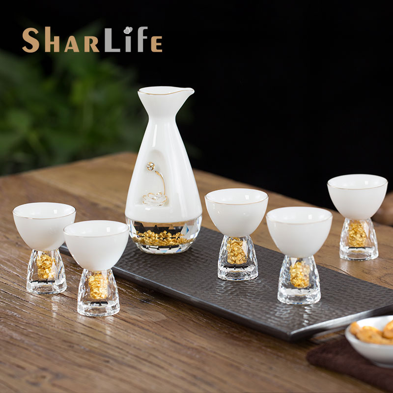sharlife欧式风镶钻羊脂玉分酒器