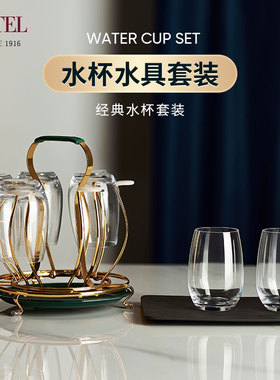 德国进口Lestel莱仕得水晶玻璃水杯果汁杯饮料杯家用水具杯架套装