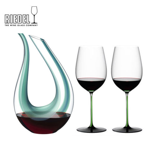 奥地利进口RIEDEL Amadeo竖琴醒酒器 +两支绿领结红酒杯套装 - 封面