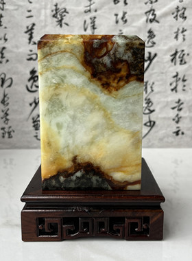岫玉印章摆件意境奇石花玉文房摆件玉石玄关博古架摆件收藏品礼品