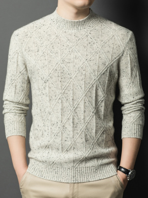 100纯山羊绒衫男士秋冬季半高领时尚潮流内搭中领加厚款针织毛衣
