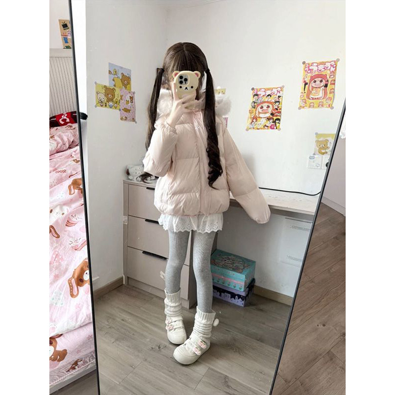 治愈系宅萌少女熊猫耳朵连帽毛领粉色棉衣棉服氛围感遮肉保暖外套,女装/女士精品,棉衣/棉服,淘宝优惠券,粉丝福利购,淘宝优惠卷