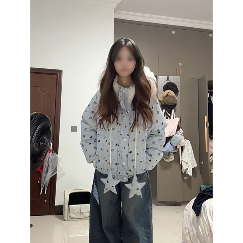 冬日设计宽松休闲棉衣潮