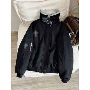 秋冬百搭座山雕外套十字架毛领羽绒棉服女宽松夹棉保暖高贵棉衣