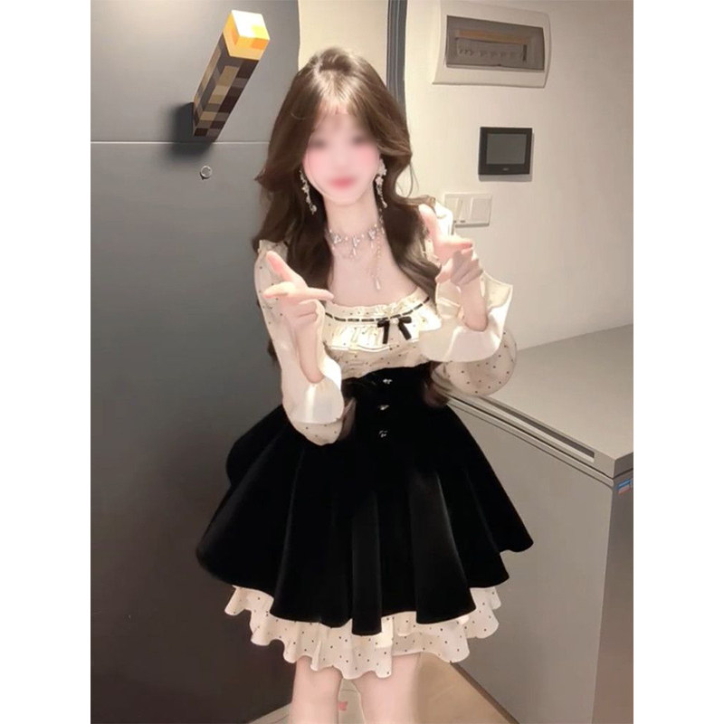 日系高级感复古甜妹学院少女风波点拼接收腰连衣裙修身显瘦女学生,女装/女士精品,连衣裙,淘宝优惠券,粉丝福利购,淘宝优惠卷