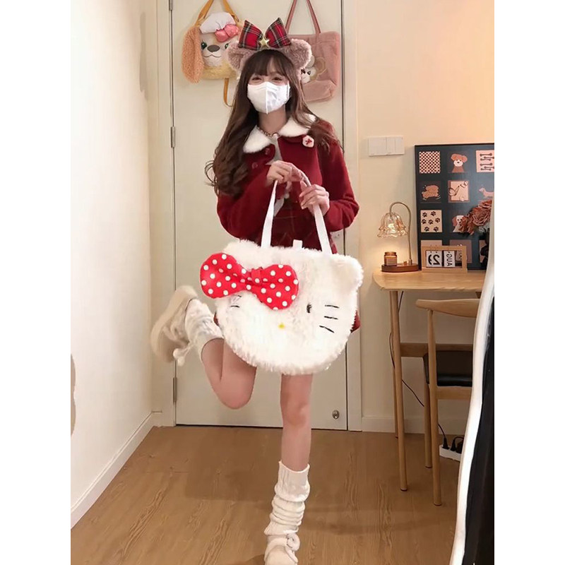 小众独特一整套装格纹短款花苞背带裙+红色毛领外套+针织打底衫女,女装/女士精品,时尚套装,淘宝优惠券,粉丝福利购,淘宝优惠卷