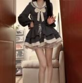 2025夏日韩版 学院风初恋海军领蝴蝶结上衣绑带高腰半身裙两件套装