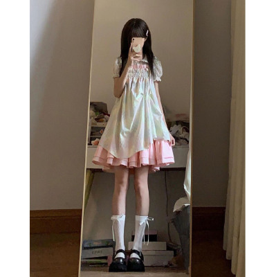 娃娃领衬衫+不规则连衣裙