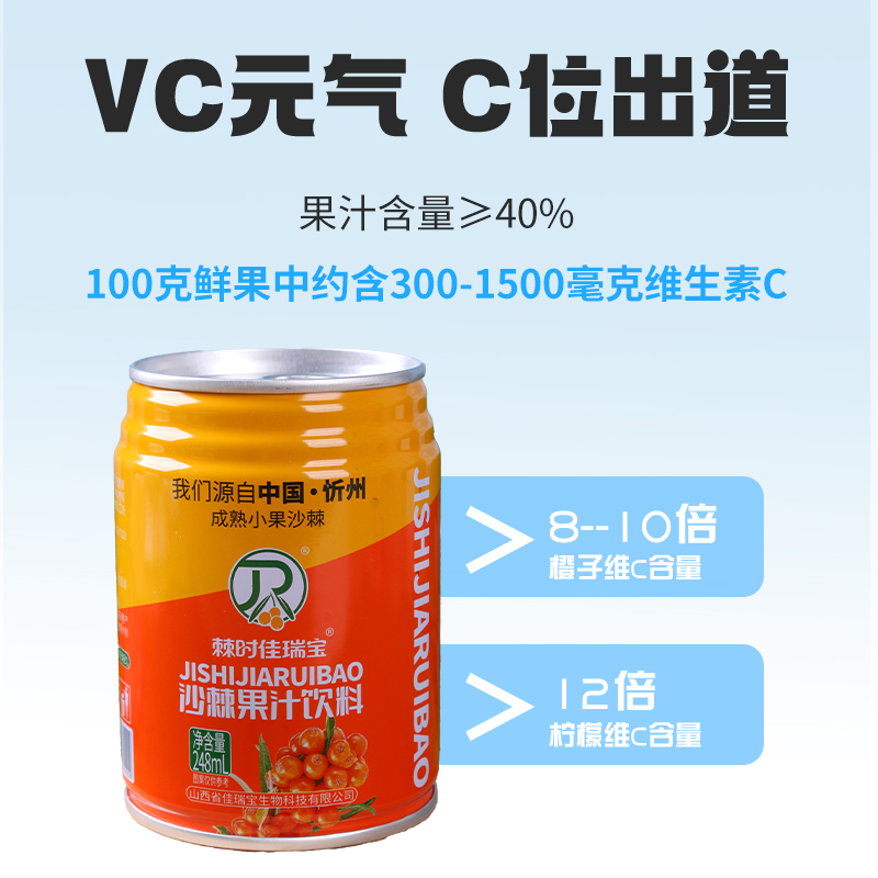 佳瑞宝山西沙棘果汁饮料248Ml*10灌礼盒整箱维C满满送礼聚餐解腻