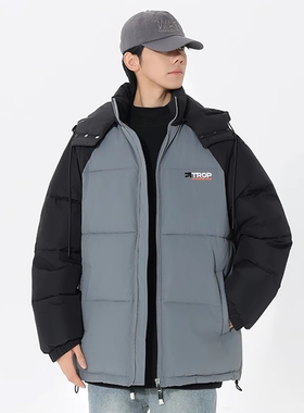 连帽棉衣外套男冬季2024新款宽松百搭棉袄子潮牌加厚保暖棉服