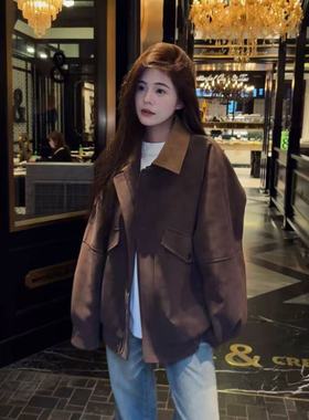 MANRESHOW 翻领拼色夹克外套