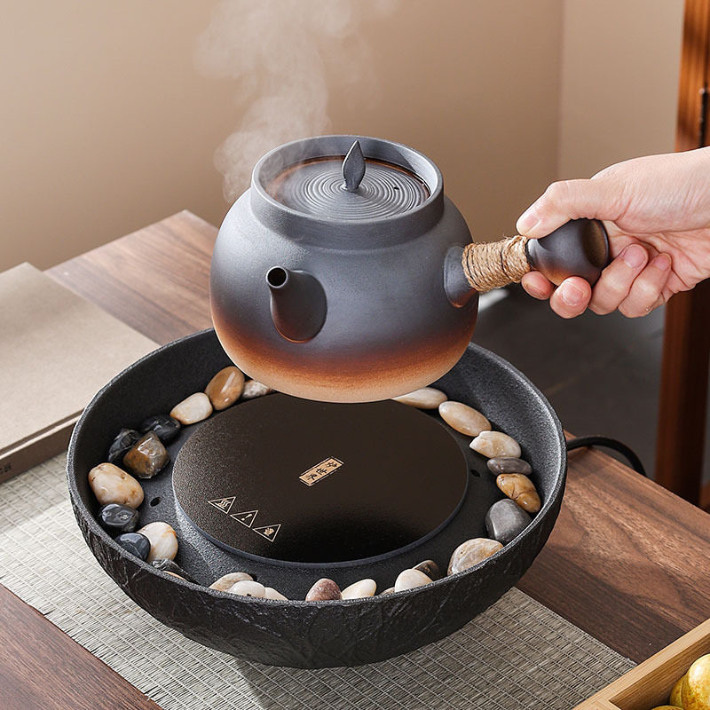 粗陶围炉煮茶家用砂铫煮水茶壶室内电陶炉陶瓷烧水壶烤茶罐罐茶壶