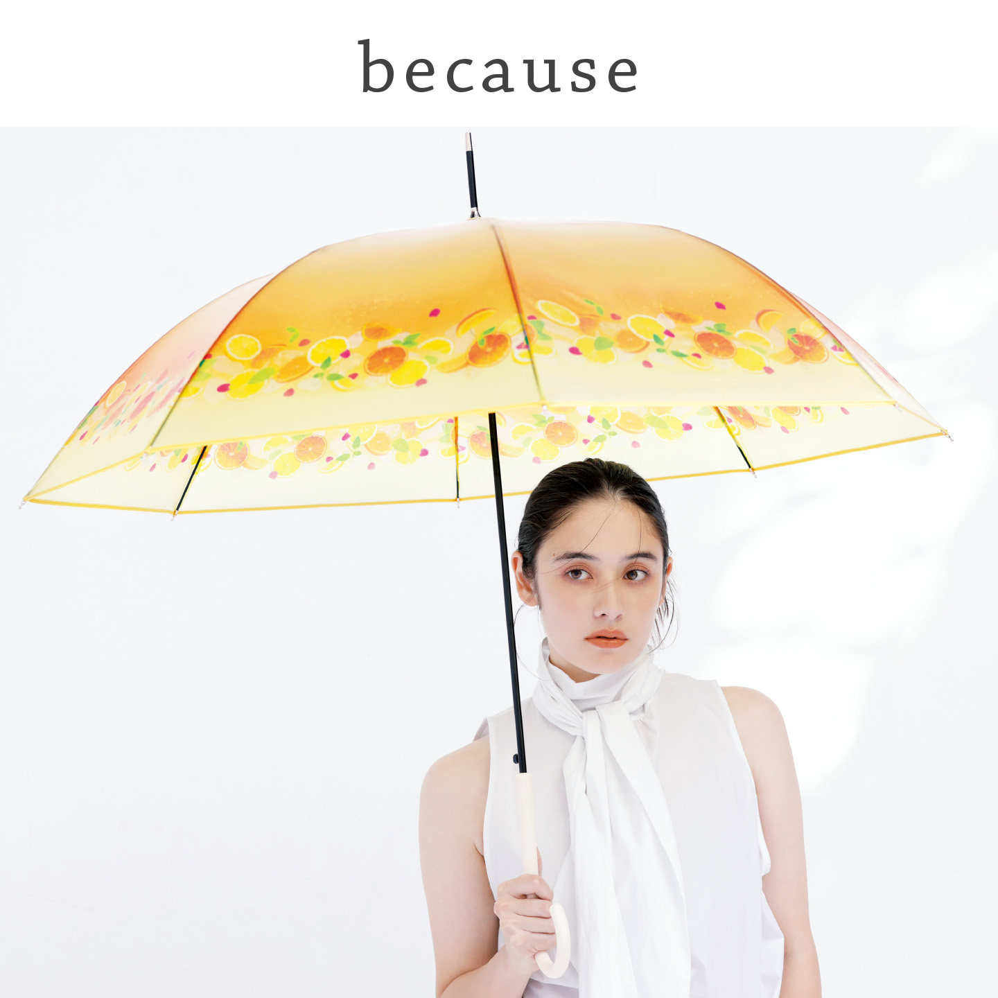 碧蔻资雨伞女长柄自动伞轻便三折清新日本because co.立顿联名伞