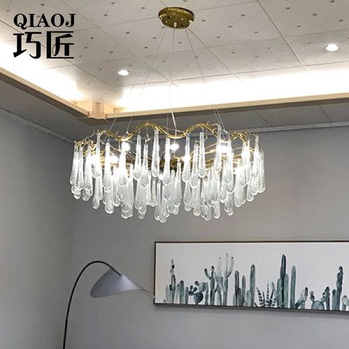 酒吧铁艺水滴树杈后现代风吊灯