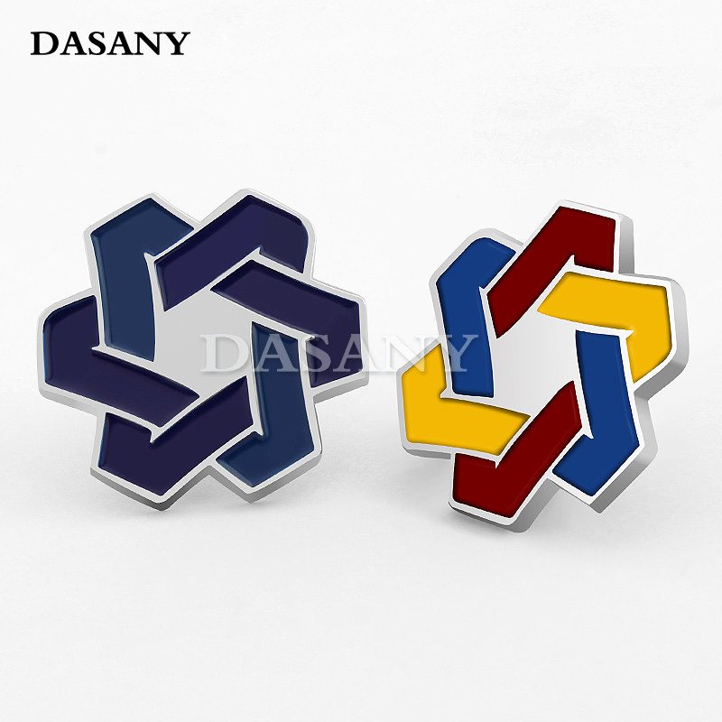 银色不锈钢徽章定制 烤漆填色logo标志企业公司员工胸章 胸针制作