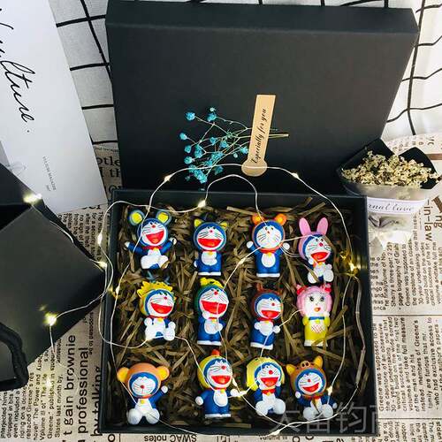 正品机器猫当猫手办件模型生日礼物全套载公仔创意车叮摆玩具礼盒